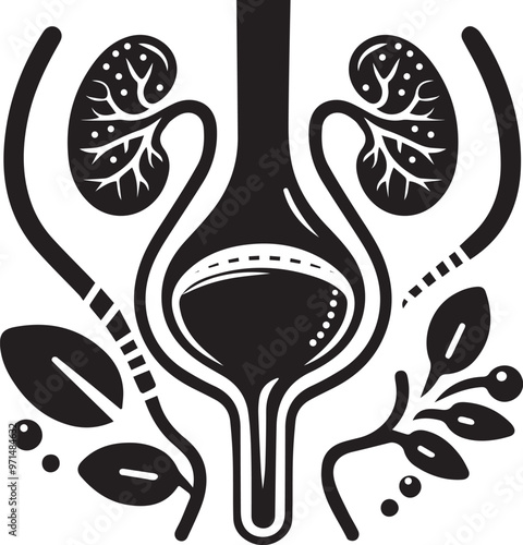 Urinary bladder icon black and white flat vector 