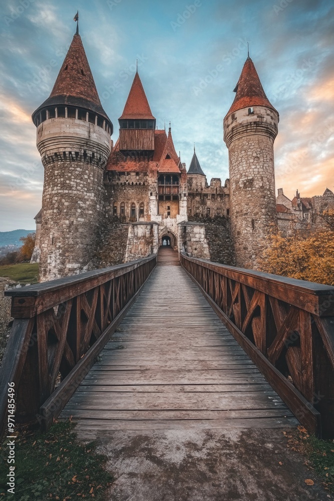 Fototapeta premium Bridge to Castle with Towers