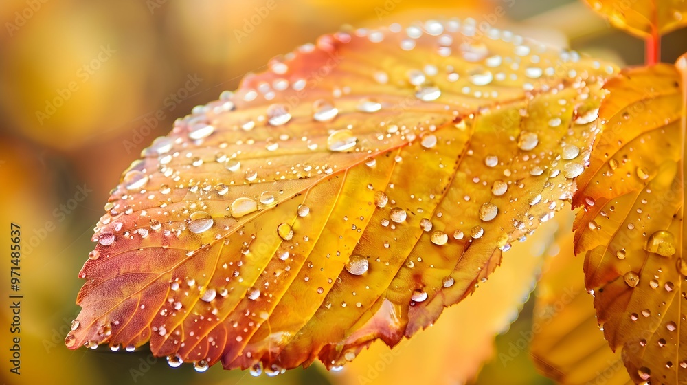 A leaf with raindrops on it A leaf with raindrops on it