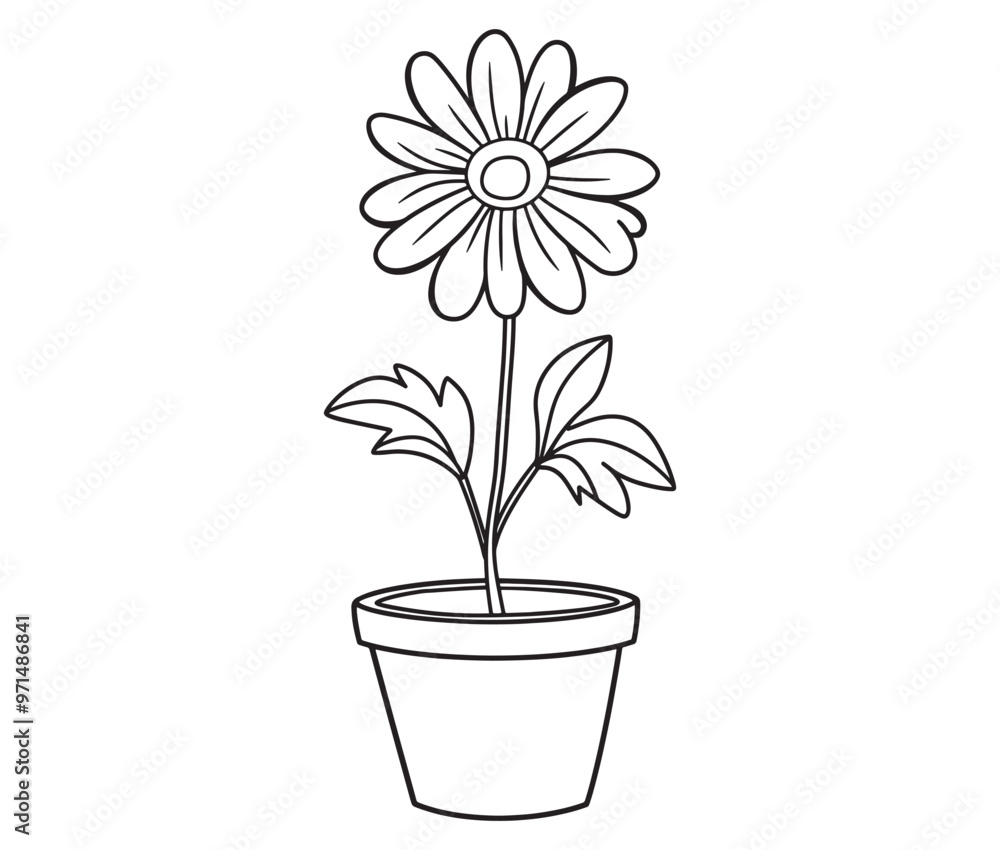 Flower in a pot cartoon flower illustration vector Flower in a pot cartoon flower illustration vector