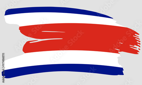 Costa Rica flag brush paint texture. Grunge Costa Rica flag. Costa Rica emblem brush
