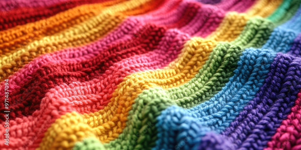 Multicolored Knitted Blanket Close-Up Multicolored Knitted Blanket Close-Up