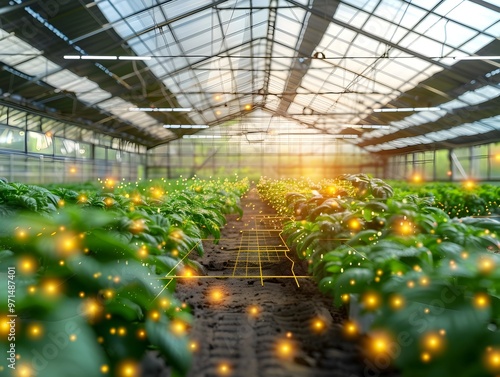 Futuristic Smart Greenhouse with Automated Climate Control and Irrigation for Enhanced Crop Production