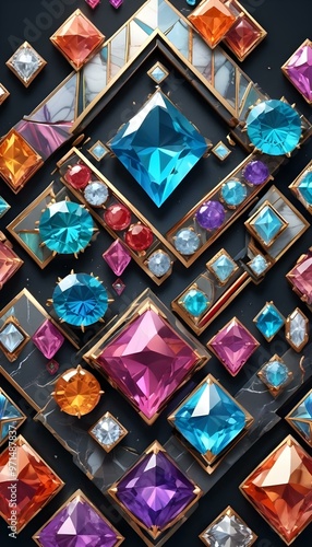 3d model Elaborate flat diamonds
