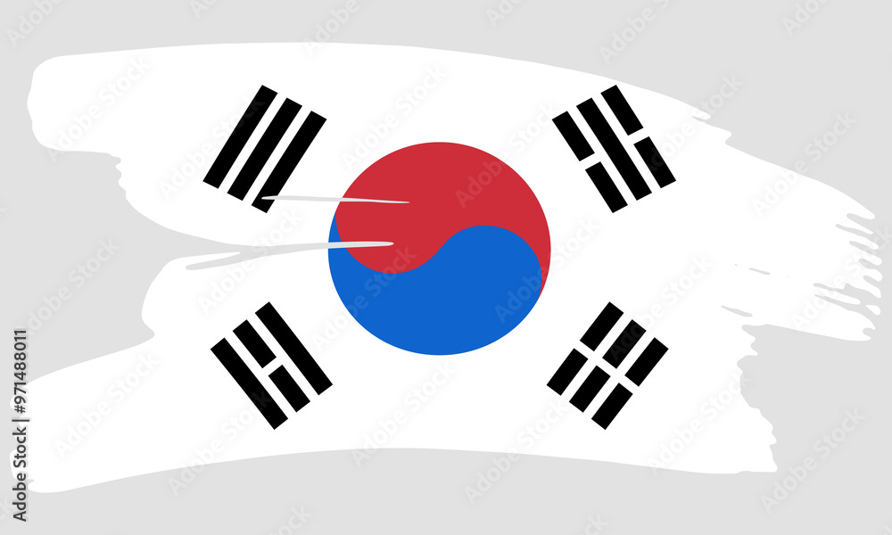 South Korea flag brush paint texture. Grunge South Korea flag. Korean emblem brush concept South Korea flag brush paint texture. Grunge South Korea flag. Korean emblem brush concept