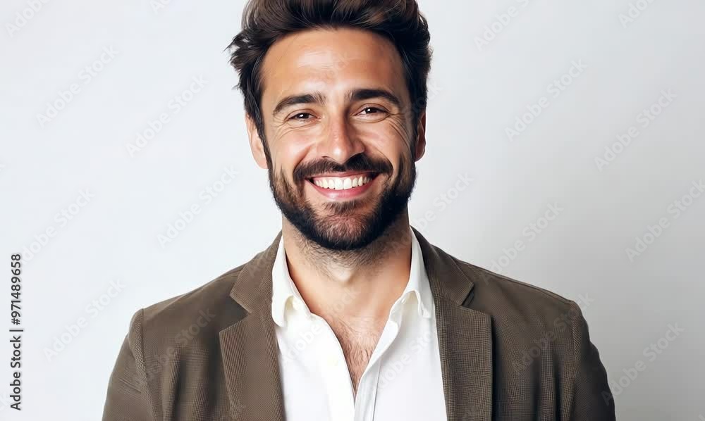 Portrait of a handsome young man smiling at camera over white background Portrait of a handsome young man smiling at camera over white background