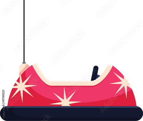 Red bumper car waiting to be driven on an amusement park ride at a funfair