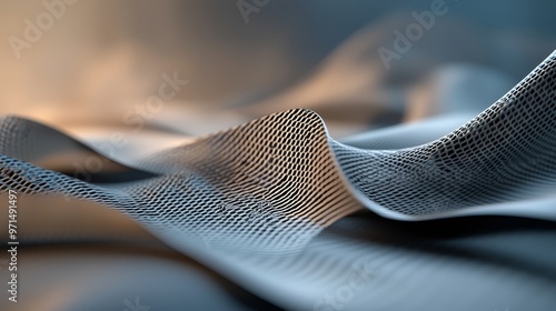 An out-of-focus photograph showcases a textile displaying a wavy pattern at its base The upper portion exhibits a similarly blurred depiction of photo