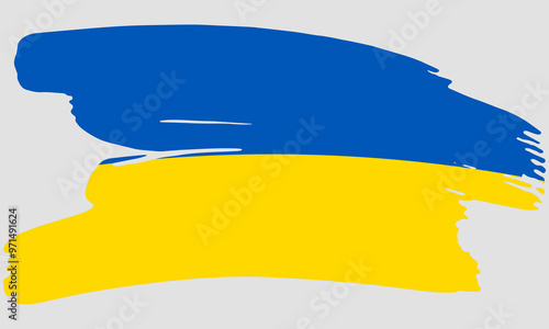 Ukraine flag brush paint texture. Grunge Ukraine flag. Ukrainian emblem brush concept