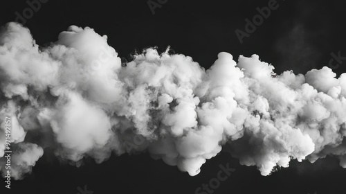 White Smoke Clouds Against a Black Background