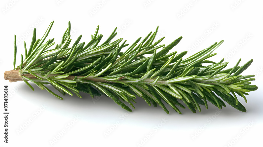 A fresh sprig of rosemary, commonly used in cooking for flavoring dishes. A fresh sprig of rosemary, commonly used in cooking for flavoring dishes.