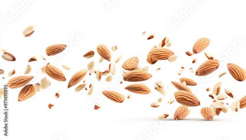 Wallpaper Mural Falling Almond Nuts Isolated on white background Torontodigital.ca