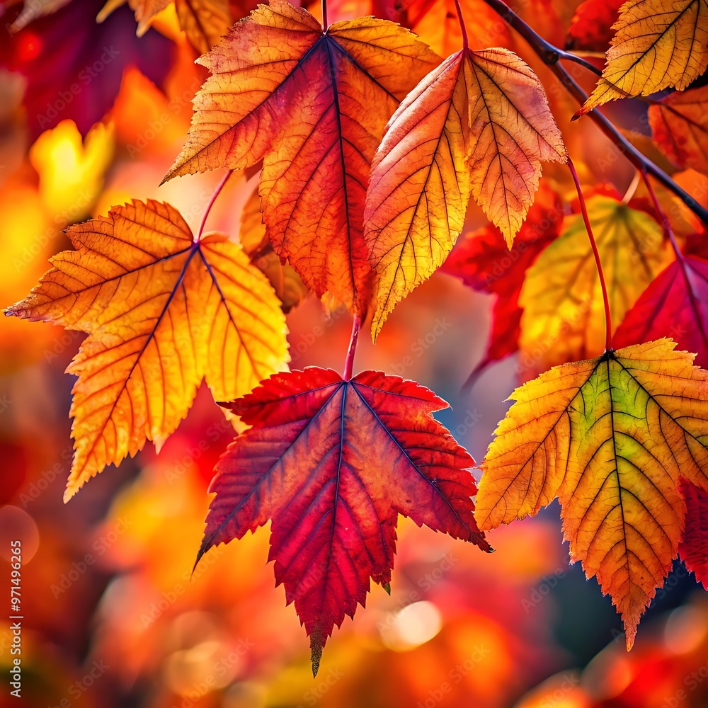 Closeup of vibrant autumn leaves with blurred background Closeup of vibrant autumn leaves with blurred background