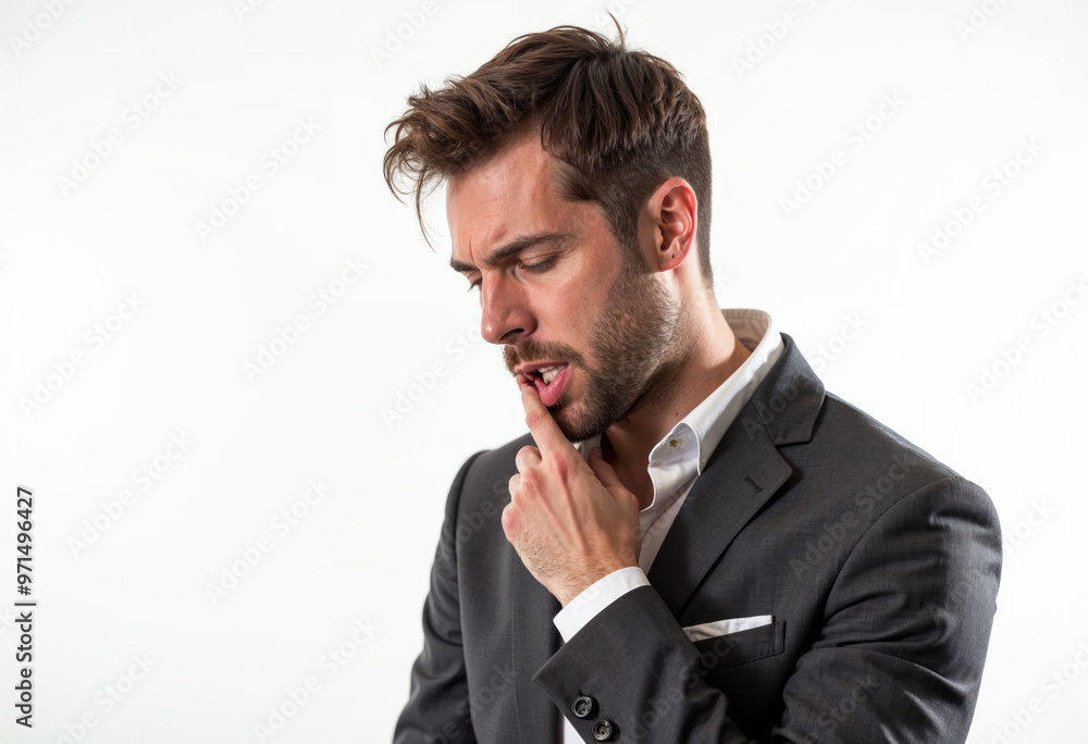 Thoughtful Businessman Contemplating Decision Making Corporate Strategy Thoughtful Businessman Contemplating Decision Making Corporate Strategy