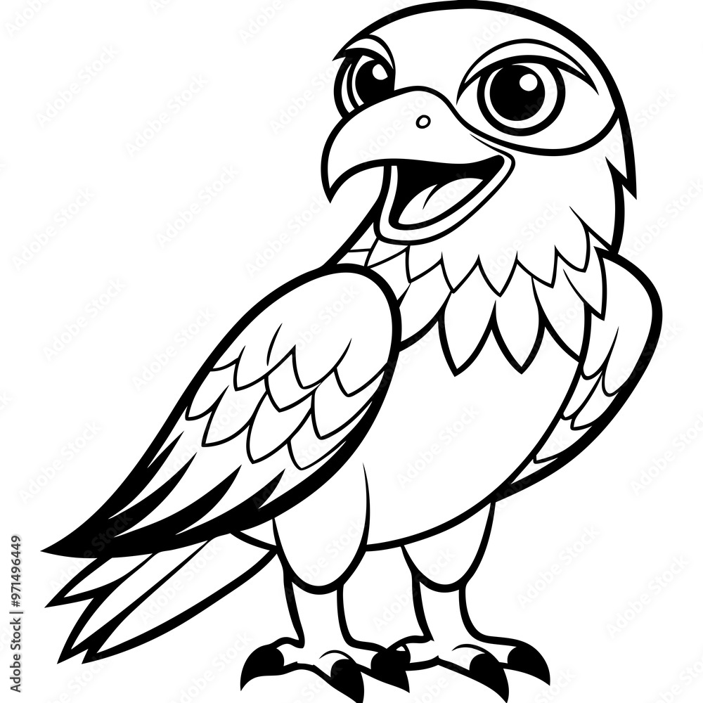 Obraz premium Cartoon Hawk with Friendly Smile Vector Illustration, Logo Icon, SVG, Cut Files for Cricut & Silhouette