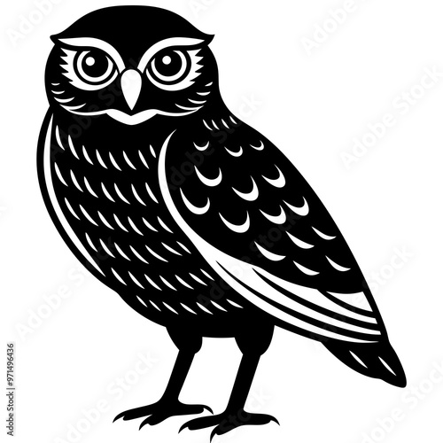 Burrowing Owl on White Background  Vector Illustration, Logo Icon, SVG, Cut Files for Cricut & Silhouette photo