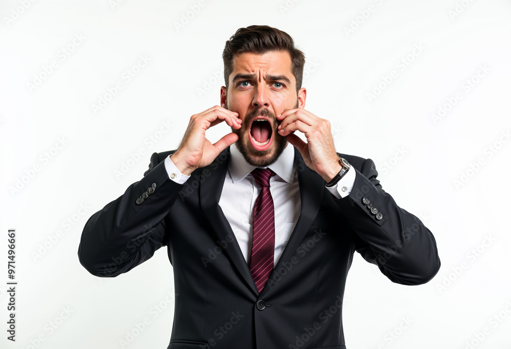 Stressed businessman yelling screaming angry boss business problem office work frustration anxiety anger work pressure professional burnout emotional white background suit tie corporate businessman Stressed businessman yelling screaming angry boss business problem office work frustration anxiety anger work pressure professional burnout emotional white background suit tie corporate businessman