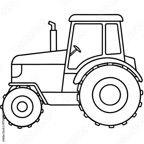 tractor machine outline coloring book page line art drawing