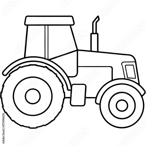 tractor machine outline coloring book page line art drawing photo