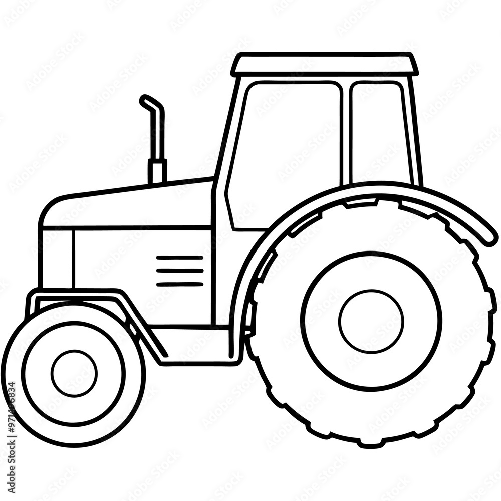 Fototapeta premium tractor machine outline coloring book page line art drawing