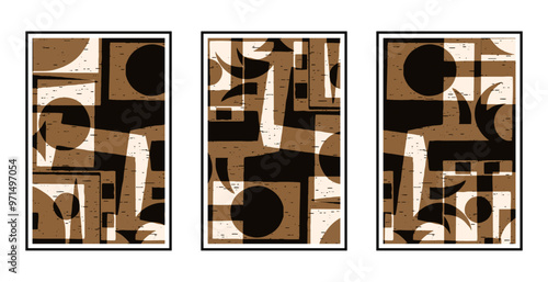 Set of 3 Abstract pattern. Illustration for printing on wall decorations. For use in graphics.