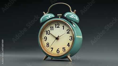 Wallpaper Mural Vintage teal and gold alarm clock on a dark grey background. Torontodigital.ca