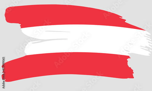 Austria flag brush paint texture. Grunge Austria flag. Austria emblem brush concept