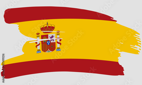 Wallpaper Mural Spain flag brush paint texture. Grunge Spain flag. Spanish emblem brush concept Torontodigital.ca
