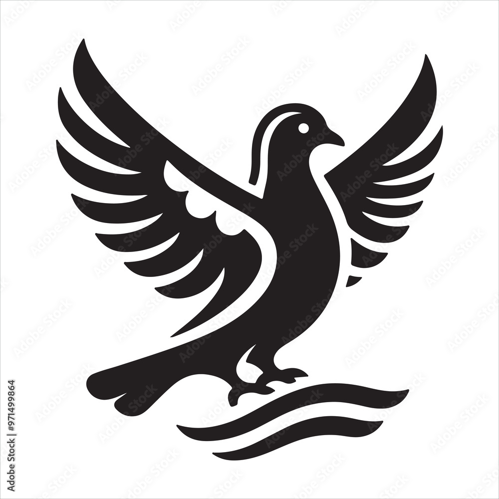 Obraz premium pigeon logo icon silhouette on white background 