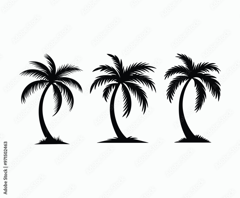 Palm trees silhouette EPS vector file isolated illustration template Palm trees silhouette EPS vector file isolated illustration template