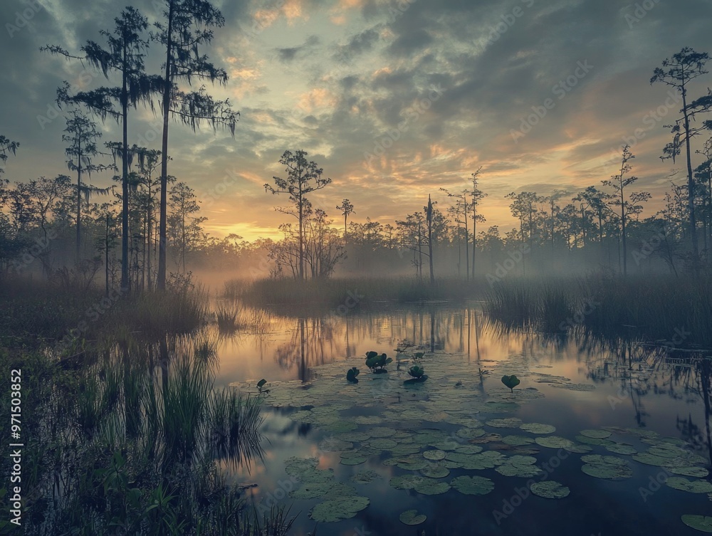 Fototapeta premium Lake with lily pads