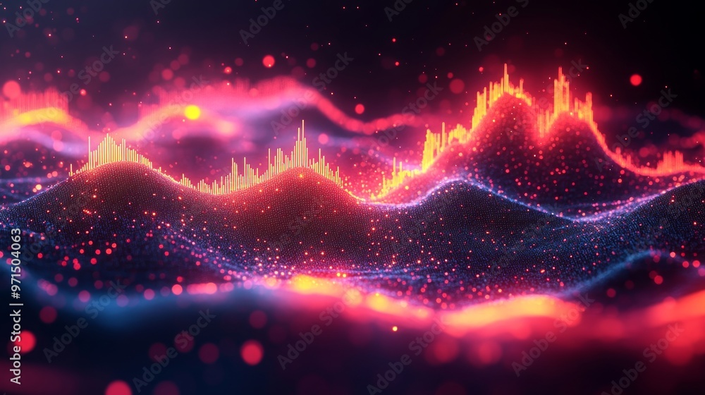 Obraz premium Neon Data Stream: A vibrant digital highway pulses with energy, illuminating the future of technology.