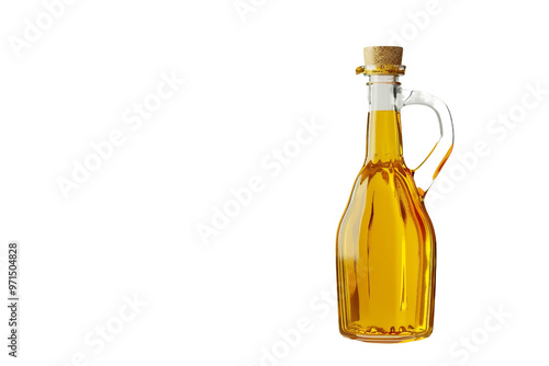 Decorative oil bottle with a vibrant design and an easy-pour lid isolated on transparent background