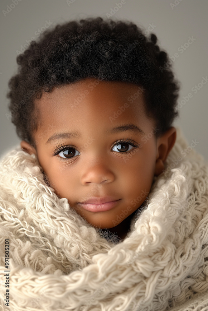beautiful studio portrait of young black boy with blanket beautiful studio portrait of young black boy with blanket