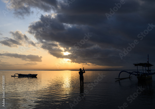 Wallpaper Mural Sunrise Fisherman in Sanur Bali Indonesian Torontodigital.ca