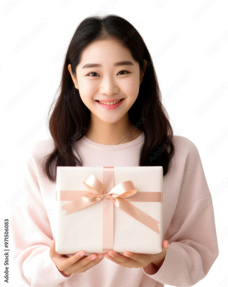 PNG Singaporean cute girl holding smile gift. PNG Singaporean cute girl holding smile gift.