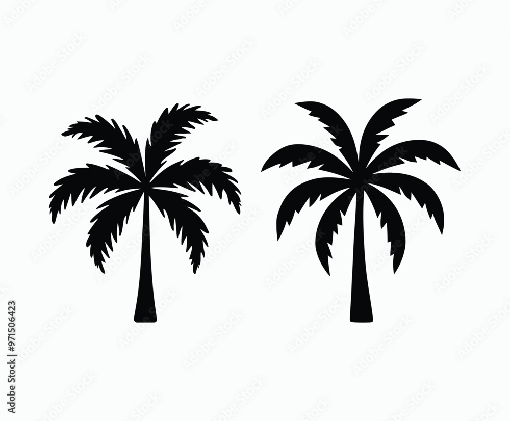 Palm trees silhouette EPS vector file isolated illustration template Palm trees silhouette EPS vector file isolated illustration template