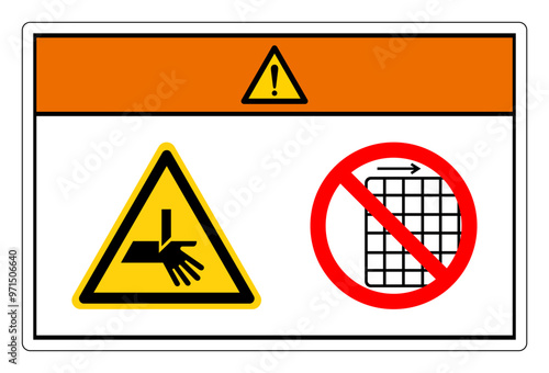 Warning Cutting Hand Hazard Do Not Remove Guard Symbol Sign, Vector Illustration, Isolate On White Background Label .EPS10