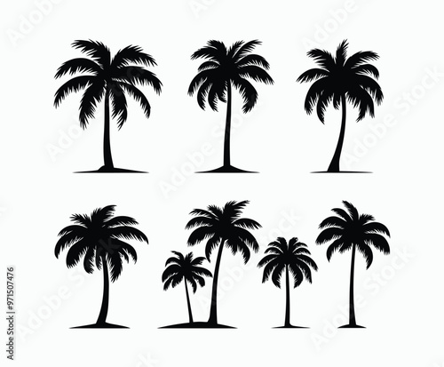 Palm trees silhouette EPS vector file isolated illustration template