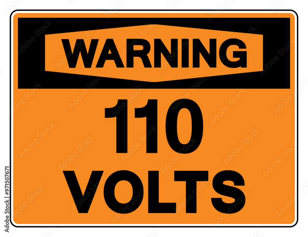 Fototapeta premium Warning 110 Volts Tag Symbol Sign,Vector Illustration, Isolate On White Background Label. EPS10