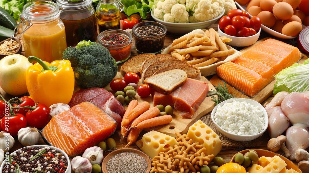 Various fresh fruits such as berries, strawberries and wheat, vegetable salads, healthy food. To help you lose weight, top view Various fresh fruits such as berries, strawberries and wheat, vegetable salads, healthy food. To help you lose weight, top view