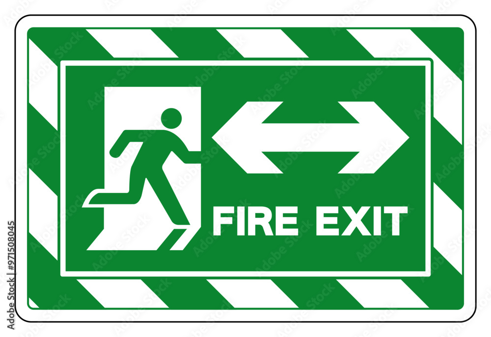Fire Exit Two Way Arrow Symbol Sign, Vector Illustration, Isolate On White Background Label. EPS10 Fire Exit Two Way Arrow Symbol Sign, Vector Illustration, Isolate On White Background Label. EPS10