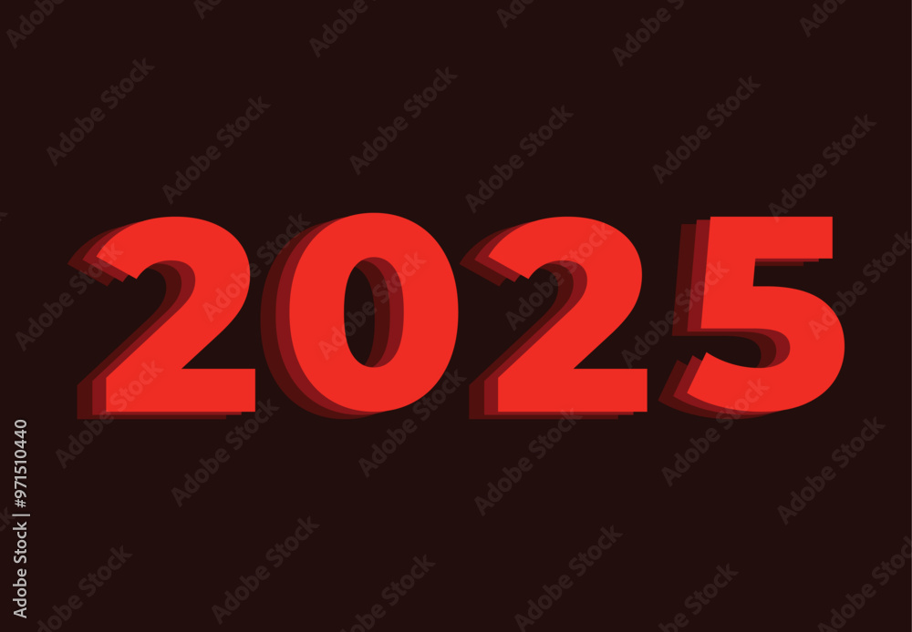 Happy New Year 2025 Design Red Abstract Illustration Vector Happy New Year 2025 Design Red Abstract Illustration Vector