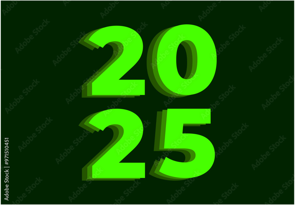 Happy New Year 2025 Design Green Abstract Illustration Vector Happy New Year 2025 Design Green Abstract Illustration Vector
