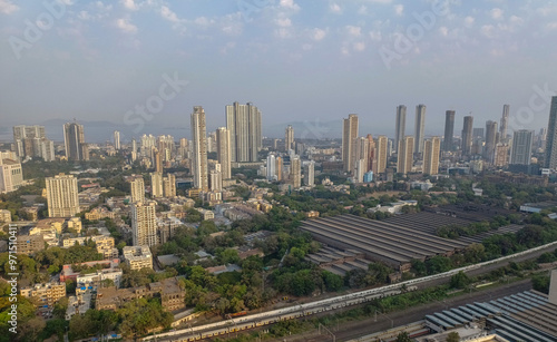 Indian, Mumbai metro city- MAY 20, 2024 Mumbai city Image of architecture design. with railway services