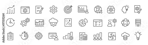 Data analytics icons set. Analysis data icon collection. Vector illustration