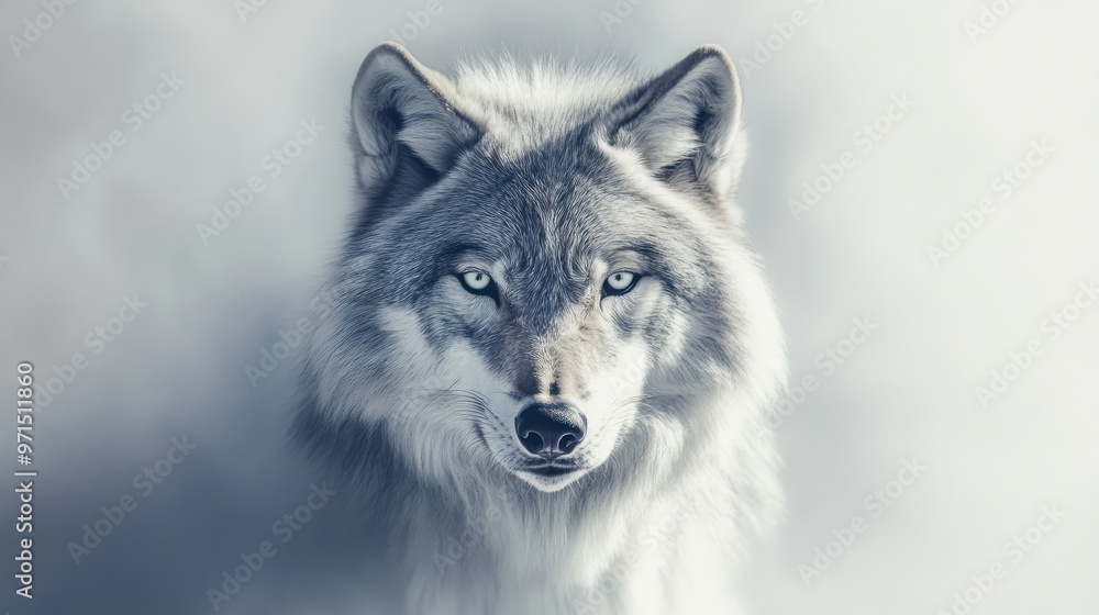 Close-up Portrait of a White Wolf with Intriguing Eyes Close-up Portrait of a White Wolf with Intriguing Eyes