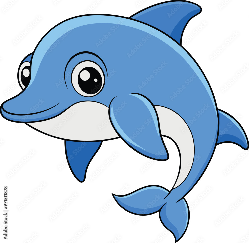 Obraz premium cute dolphin cartoon color vector illustration