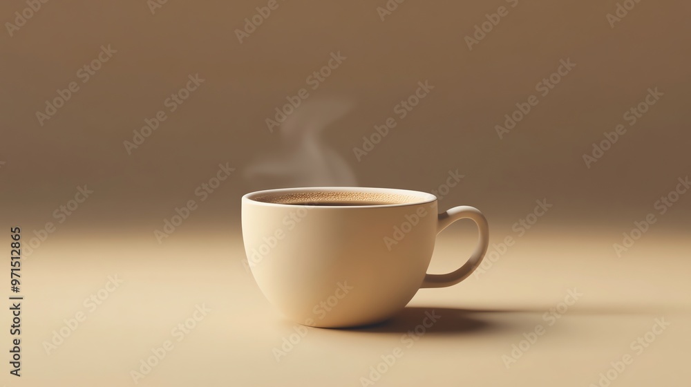 Steaming cup of coffee on a beige background. Steaming cup of coffee on a beige background.