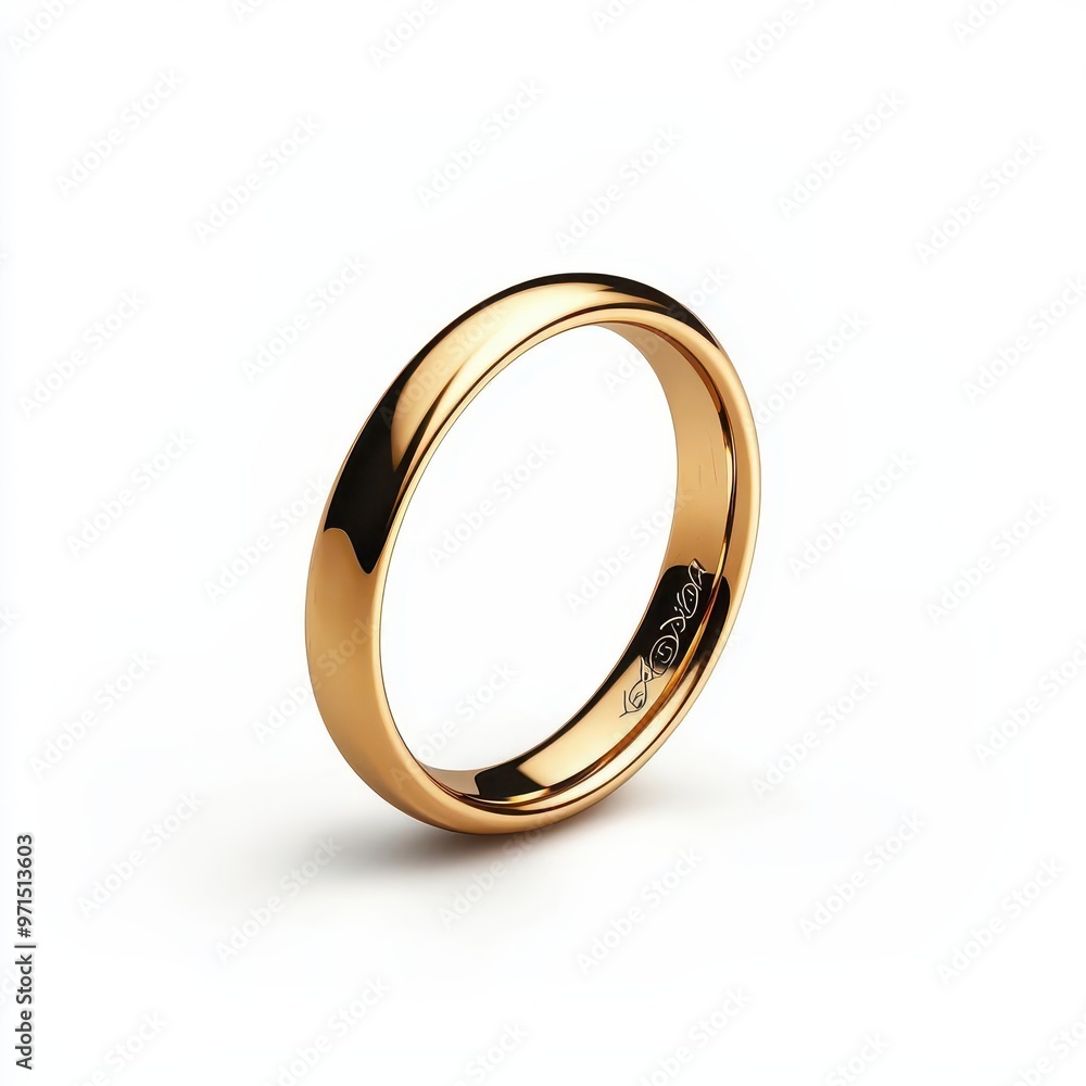 A ring of invisibility, enchanted object, realistic render, shining gold, isolated on white background A ring of invisibility, enchanted object, realistic render, shining gold, isolated on white background
